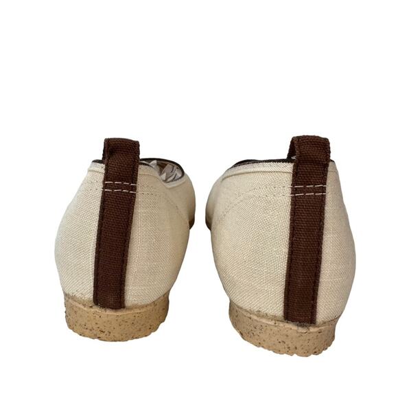 Canvas Ballet Flats Womens Size 10 Textured Rubber Outsole Cream Brown - Picture 8 of 12